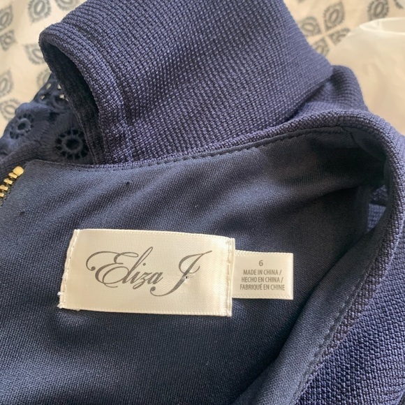 ELIZA J Lace Applique Crepe Cold Shoulder Cocktail Dress Black 6 - Picture 7 of 12